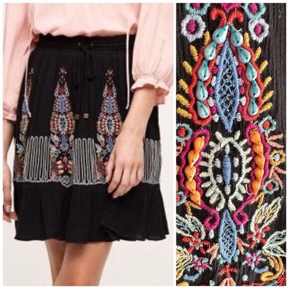 Anthropologie Floreat Embroidered Skirt NWOT XXSP - Picture 1 of 6